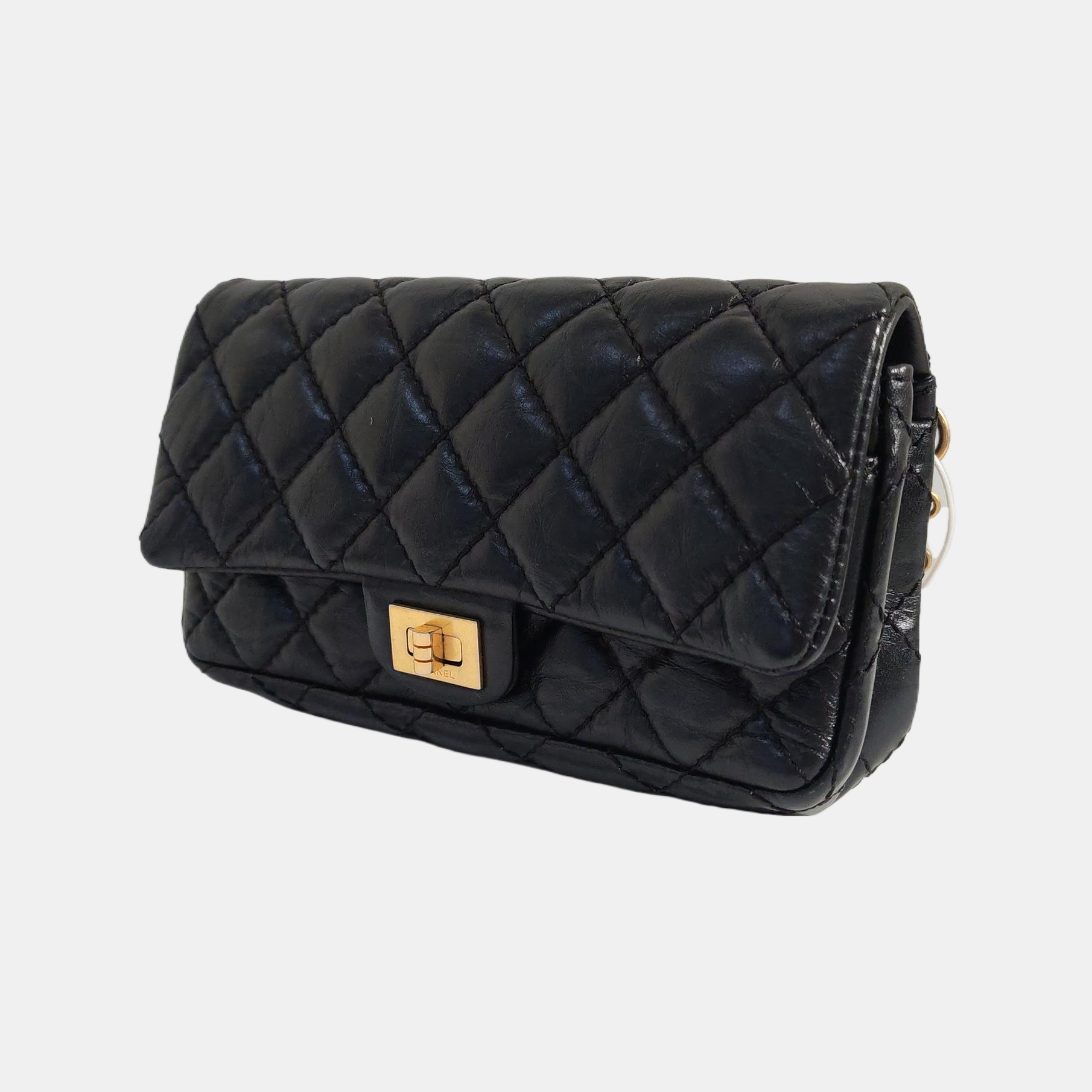 Authenticated pre-owned  2.55 Quilted Calfskin Black - Belt Bag at Looply