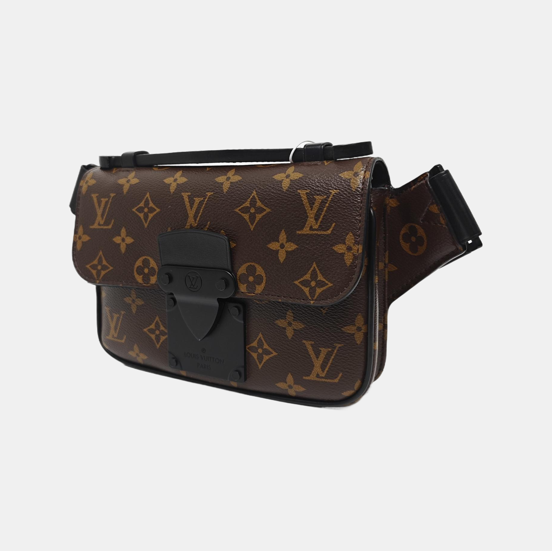 S LOCK Monogram Coated Canvas Brown