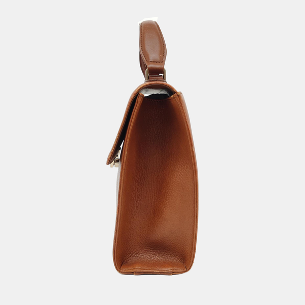 Calfskin Top Handle Bag Brown