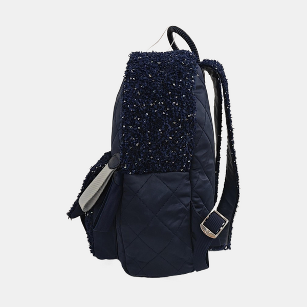 Quilted Nylon Backpack Blue