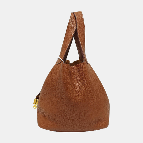 Authenticated pre-owned  Picotin Lock 22 Clemence Brown - Bucket Bag at Looply