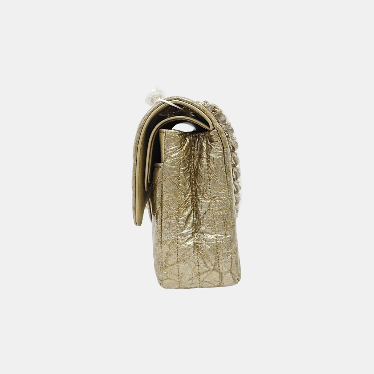 CLASSIC FLAP Small Chevron Patent Calfskin Gold