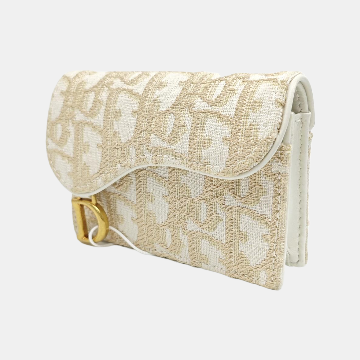 Saddle Mini Oblique Canvas White Card Holder