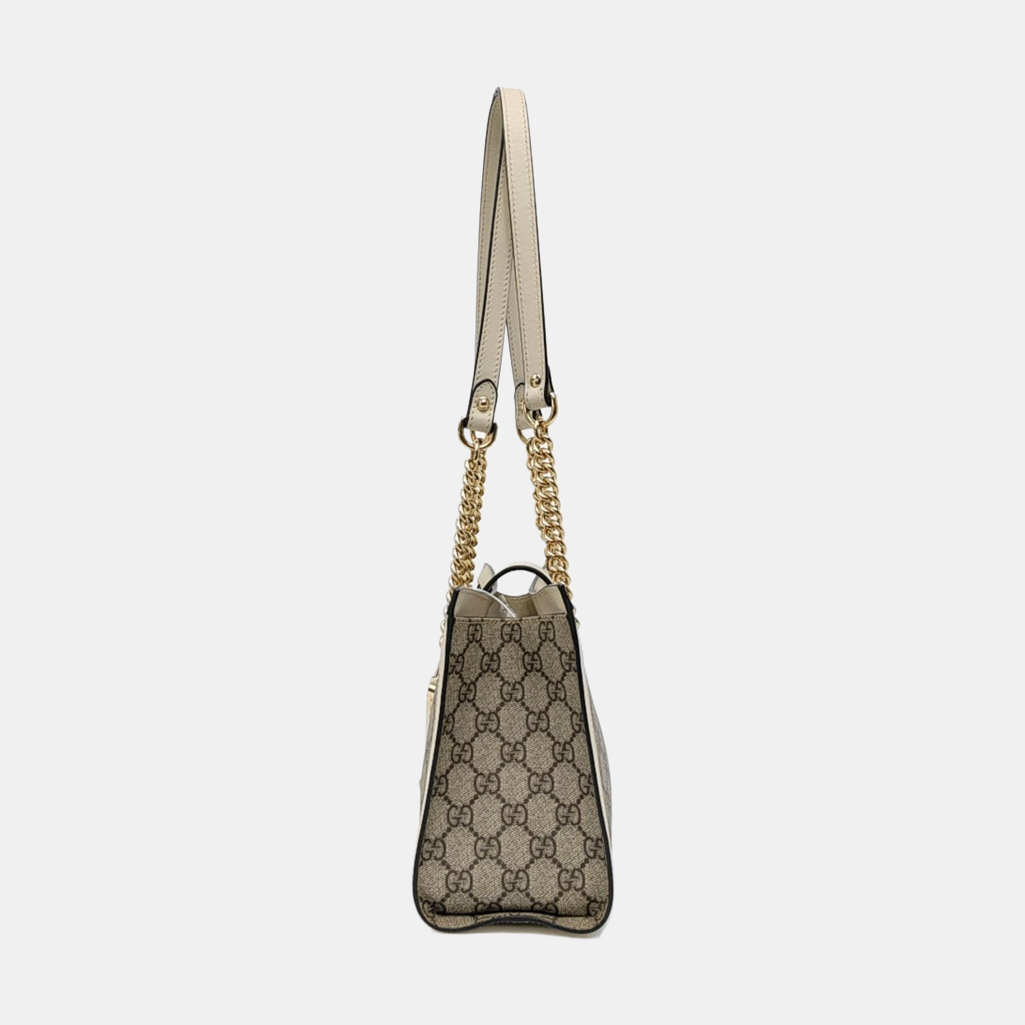 Padlock Small Monogram Coated Canvas Beige