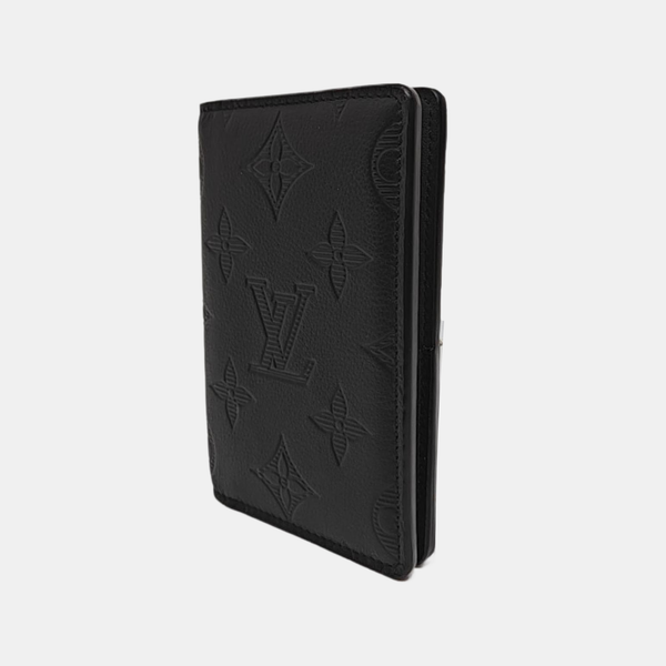 Monogram Calfskin Card Holder Black
