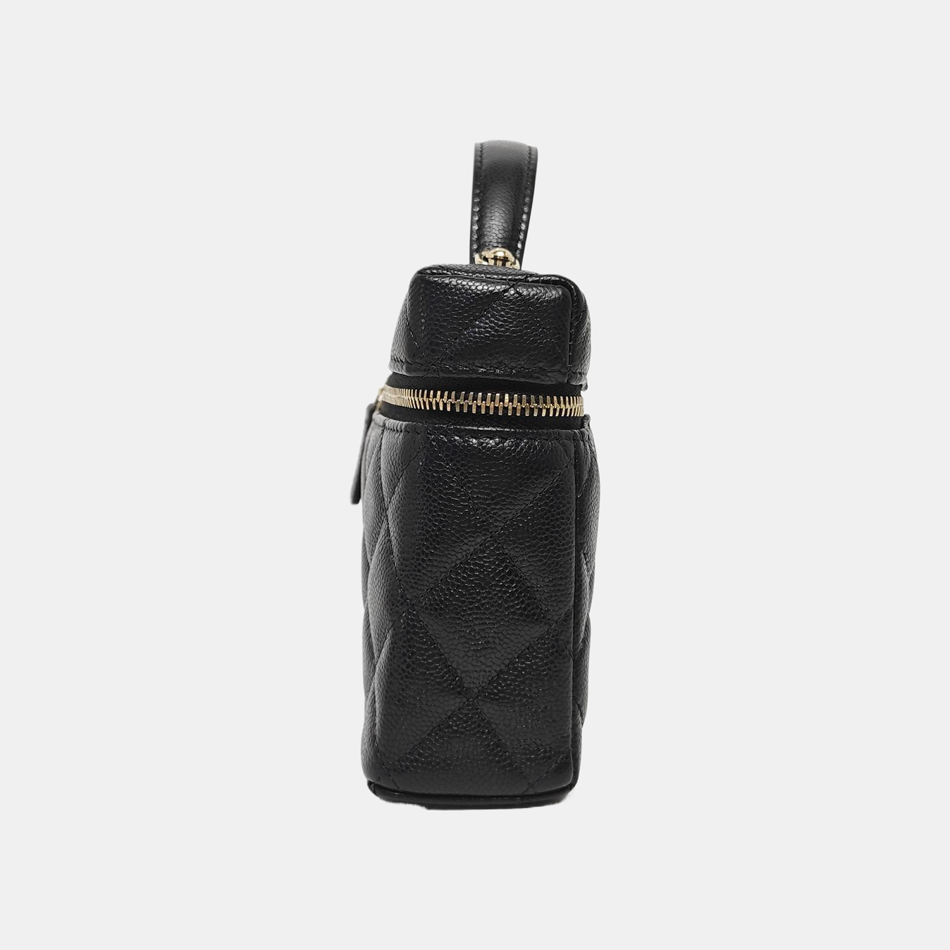 Quilted Grained Calfskin Shoulder Bag Black