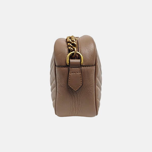 GG Marmont Small Quilted Calfskin Beige