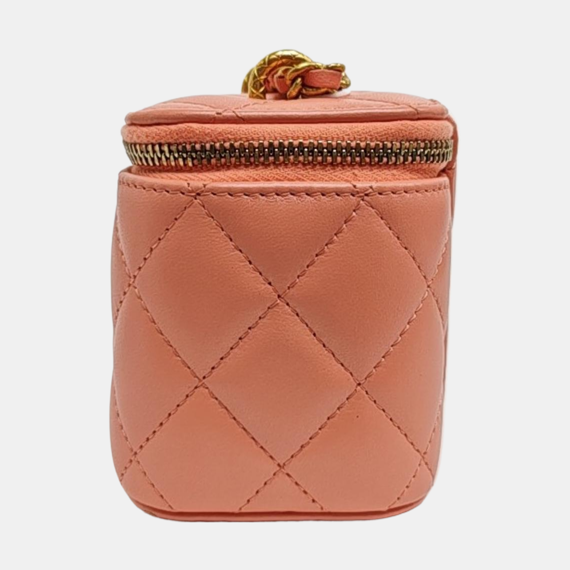 VANITY CASE Mini Quilted Lambskin Pink
