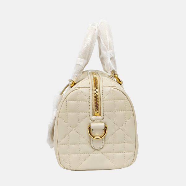 Cannage Calfskin Shoulder Bag White