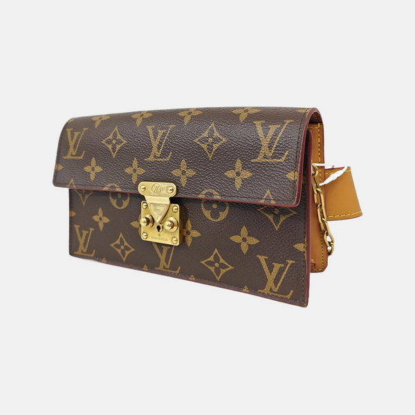S LOCK Monogram Coated Canvas Brown