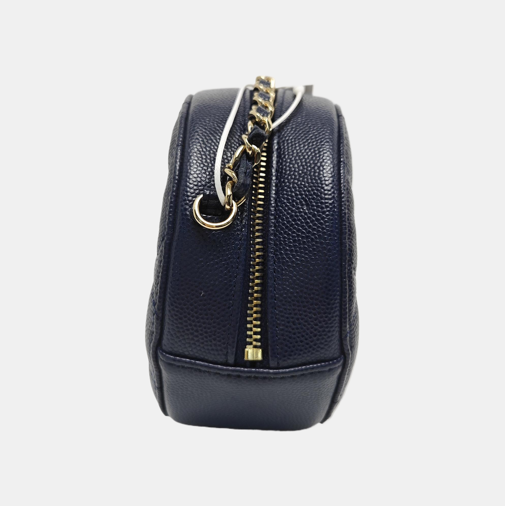 Quilted Grained Calfskin Shoulder Bag Blue