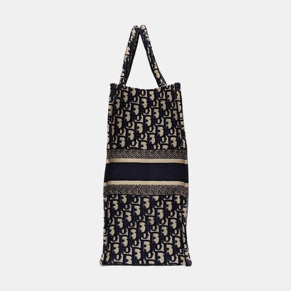 Book Tote Large Oblique Canvas Beige