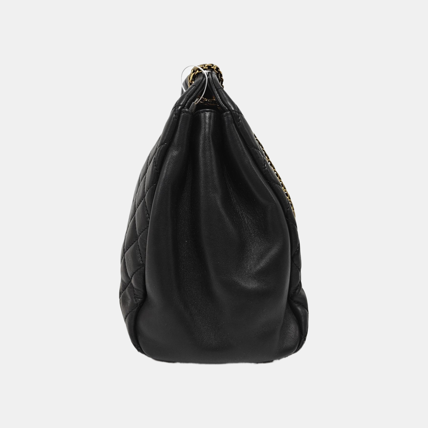 JUST MADEMOISELLE Large Quilted Lambskin Black