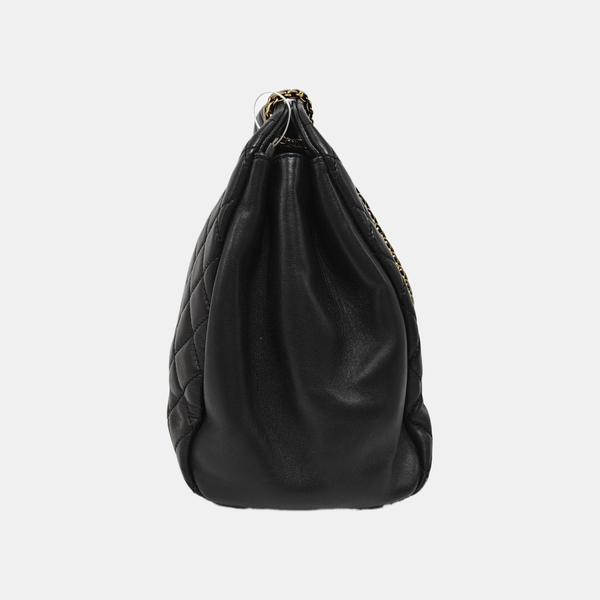 JUST MADEMOISELLE Large Quilted Lambskin Black