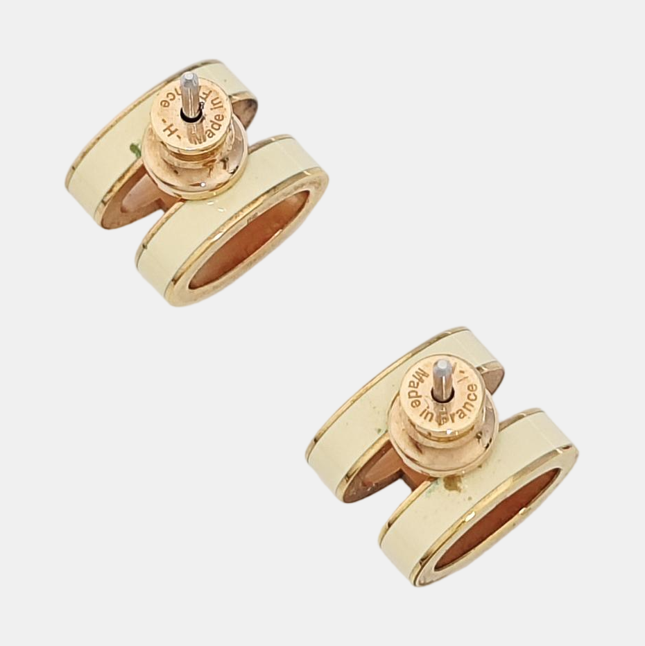 Pop H Metal Rose Gold Stud Earrings