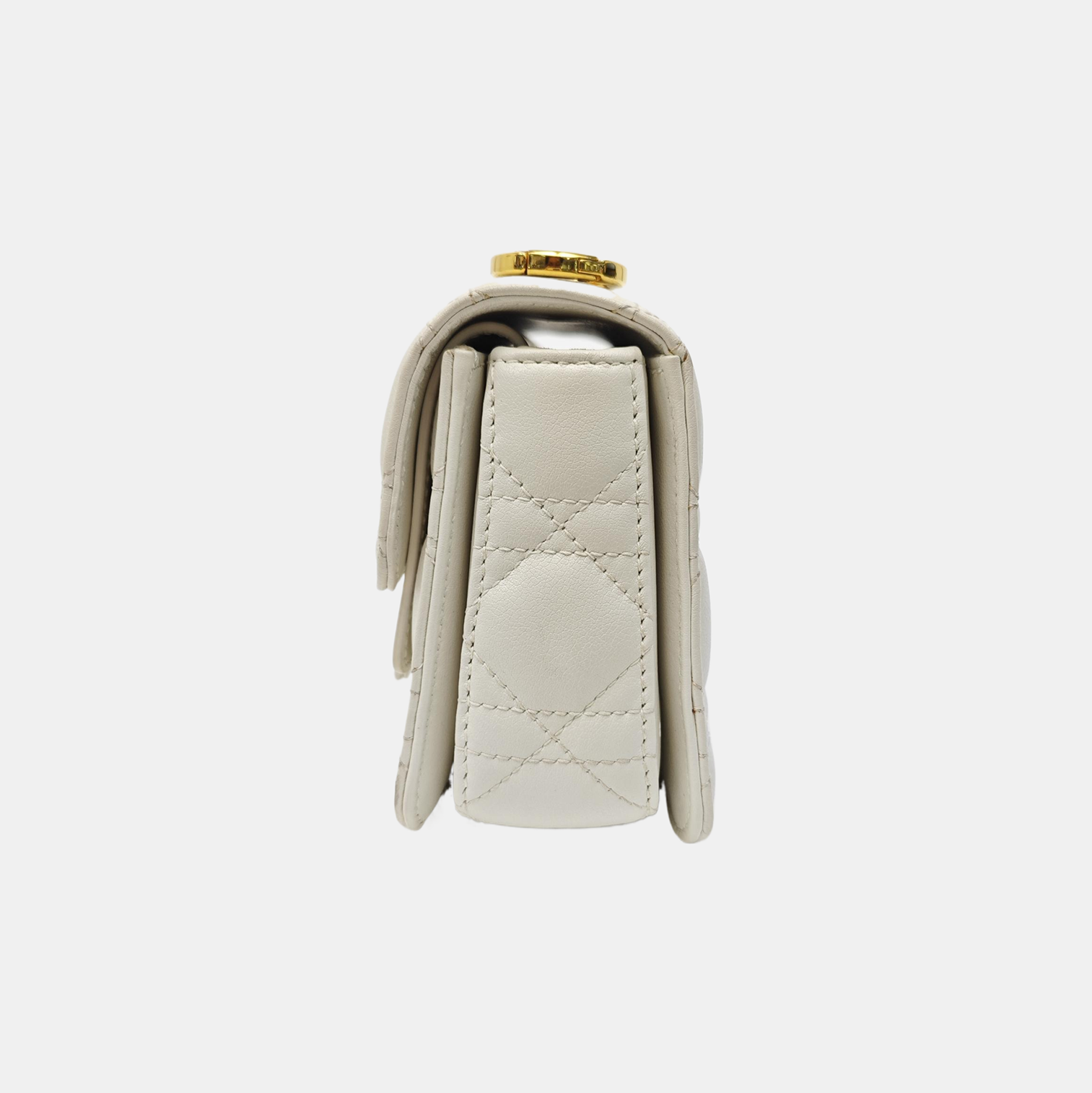 Cannage Calfskin Shoulder Bag Mini White