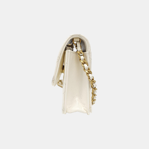 Quilted Calfskin Shoulder Bag White