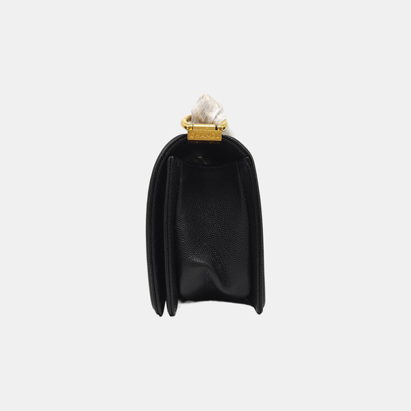 BOY CHANEL Small Quilted Grained Calfskin Black