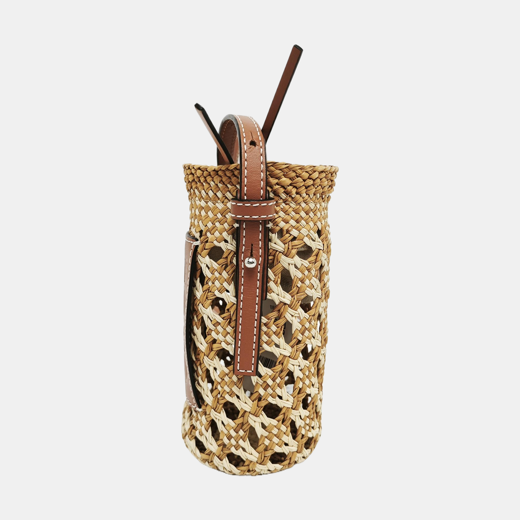 Straw Bucket Bag Brown