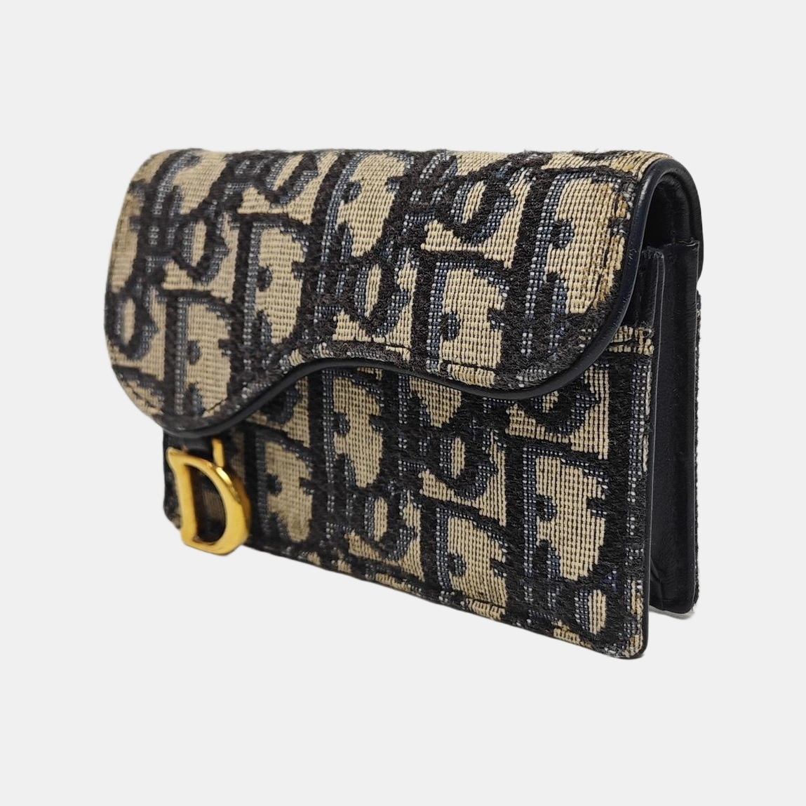 Authenticated pre-owned  Saddle Monogram Fabric Blue Card Holder - Card Holder at Looply