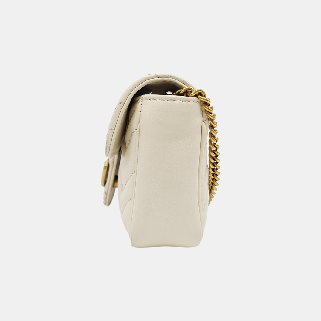 GG Marmont Mini Quilted Calfskin White