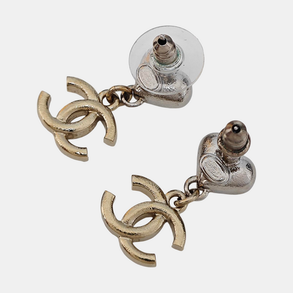 CC Logo Metal Gold Stud Earrings