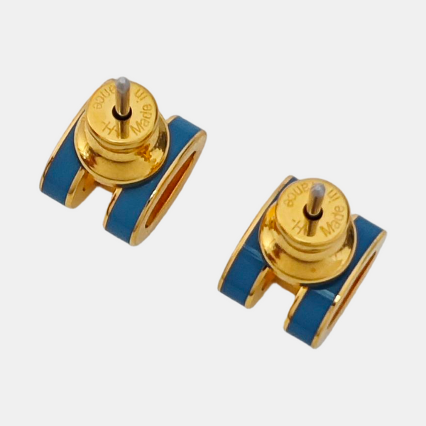 Pop H Metal Blue Stud Earrings