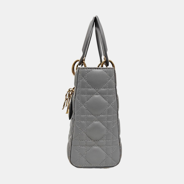 Lady Dior Small Cannage Lambskin Gray