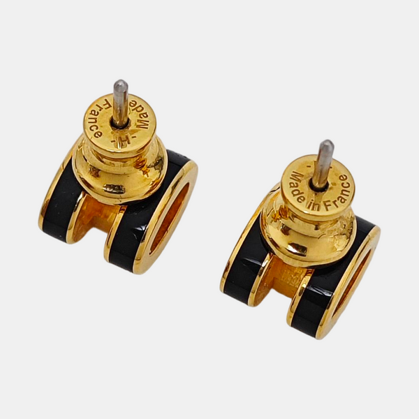 Pop H Metal Black Stud Earrings