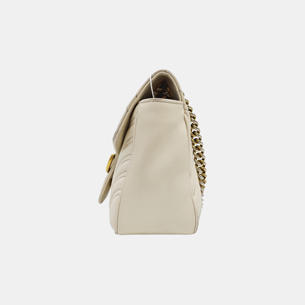 GG Marmont Medium Quilted Calfskin White