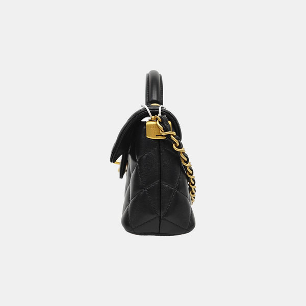 Quilted Lambskin Shoulder Bag Black