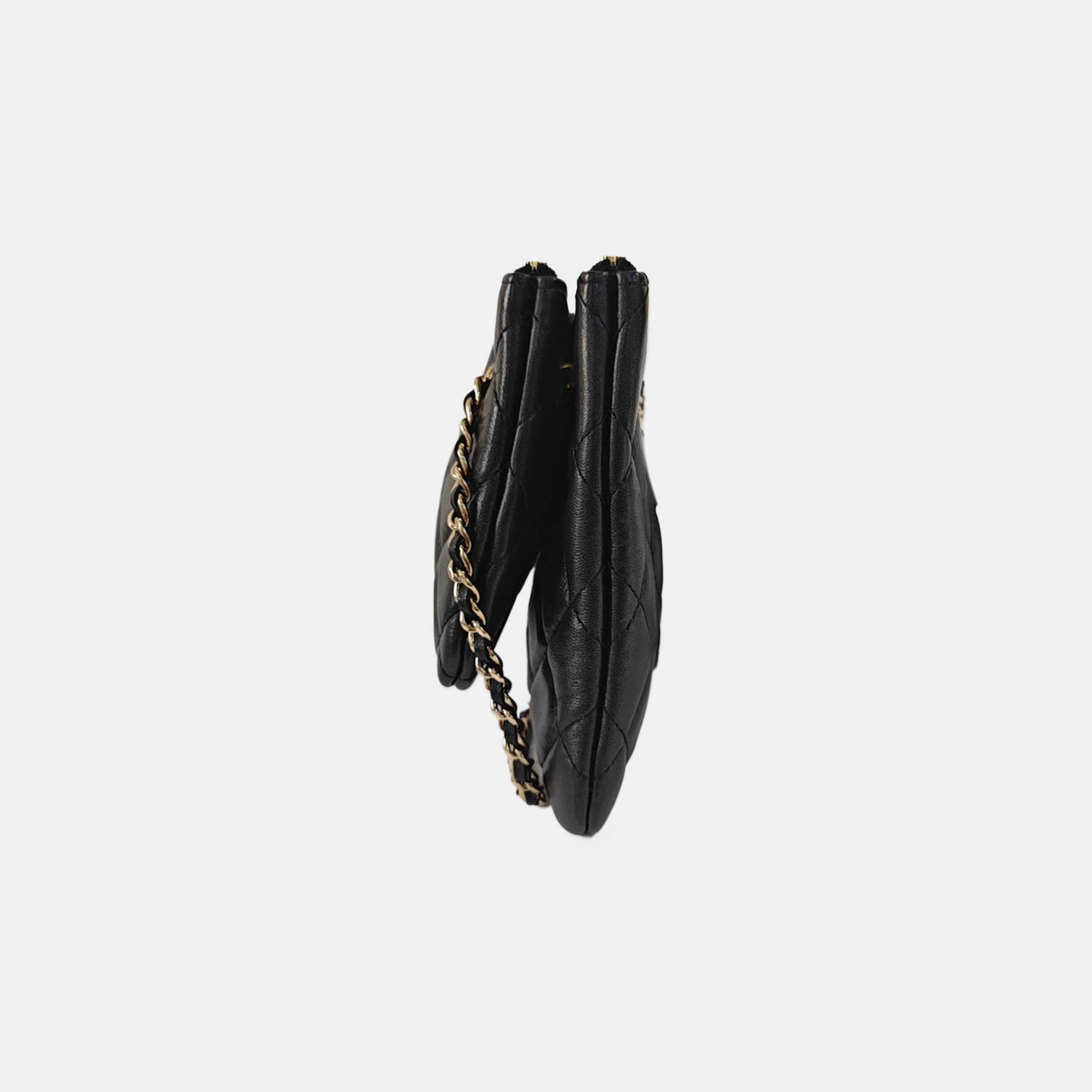 Quilted Lambskin Shoulder Bag Black