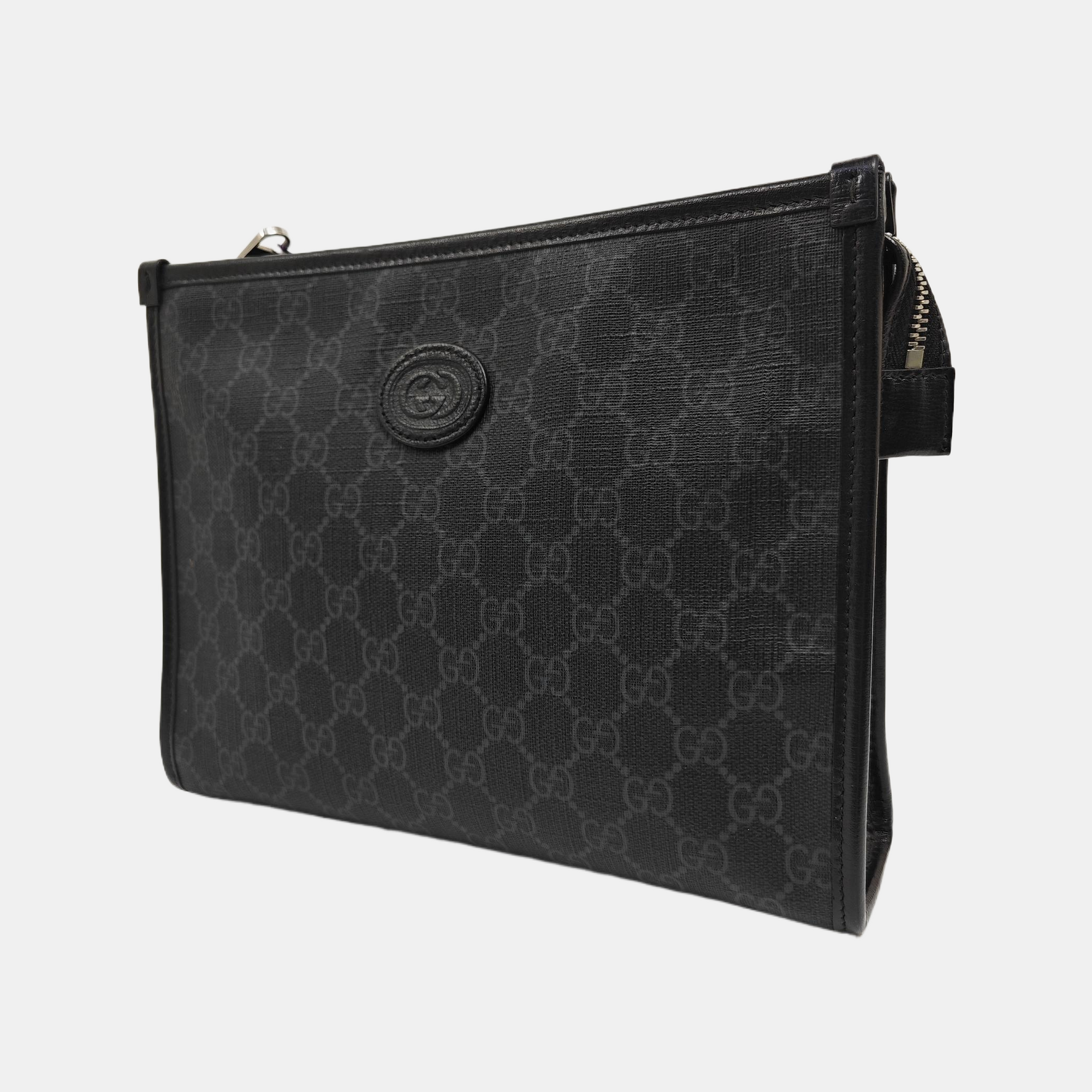 Coated Canvas Clutch Black