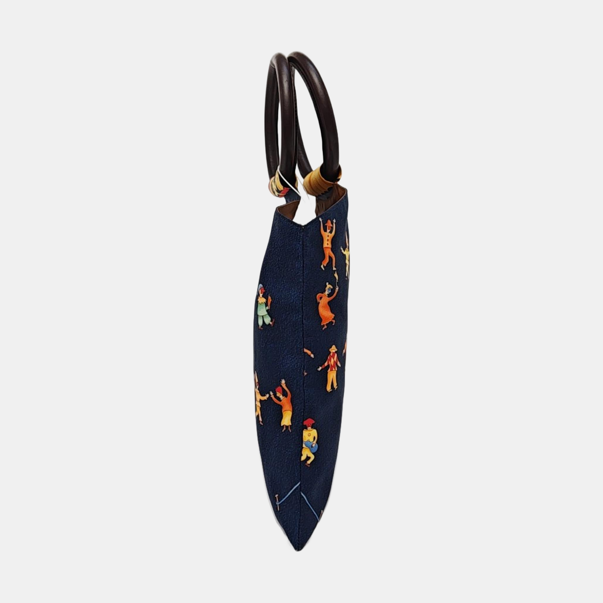 Fabric Top Handle Bag Blue