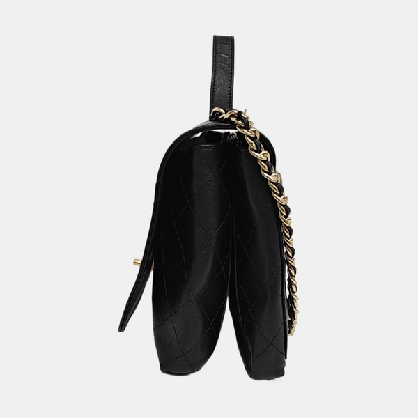 Quilted Calfskin Shoulder Bag Black