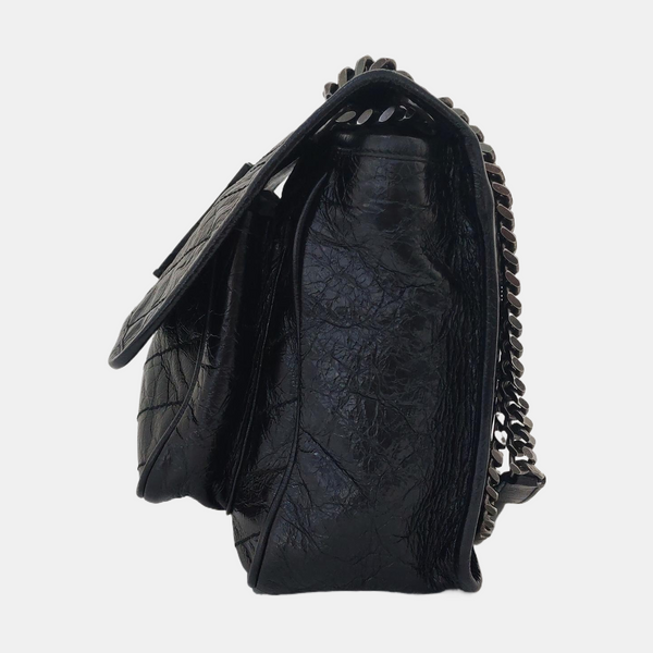 NIKI Medium Chevron Calfskin Black