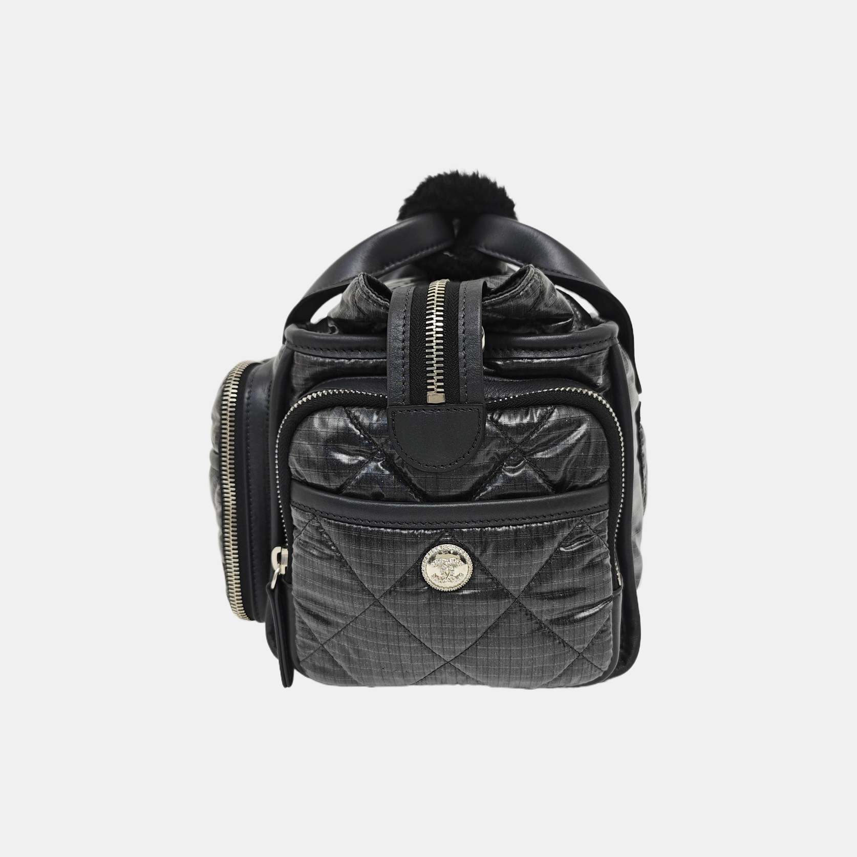 Quilted Nylon Shoulder Bag Gray