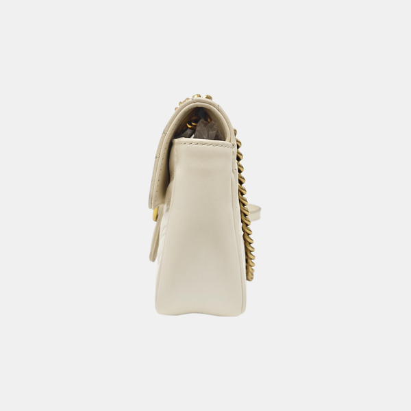 GG Marmont Small Quilted Calfskin White