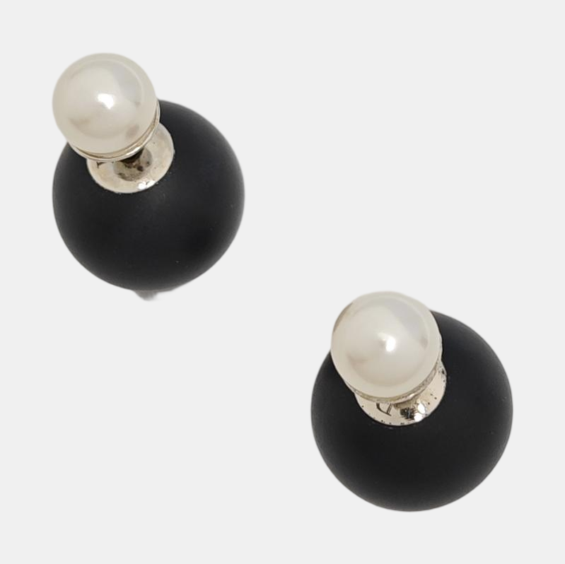 Dior Tribales Resin White Stud Earrings