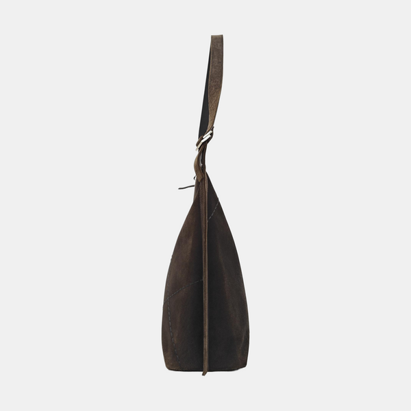 Suede Top Handle Bag Brown