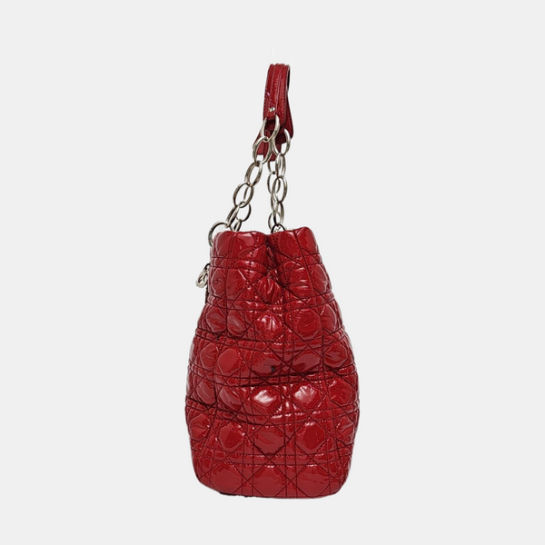 Dior Soft Large Cannage Patent Leather Red