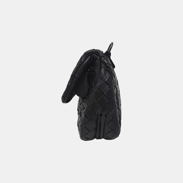 Bolso Messenger Mini de Piel de Cordero Negro