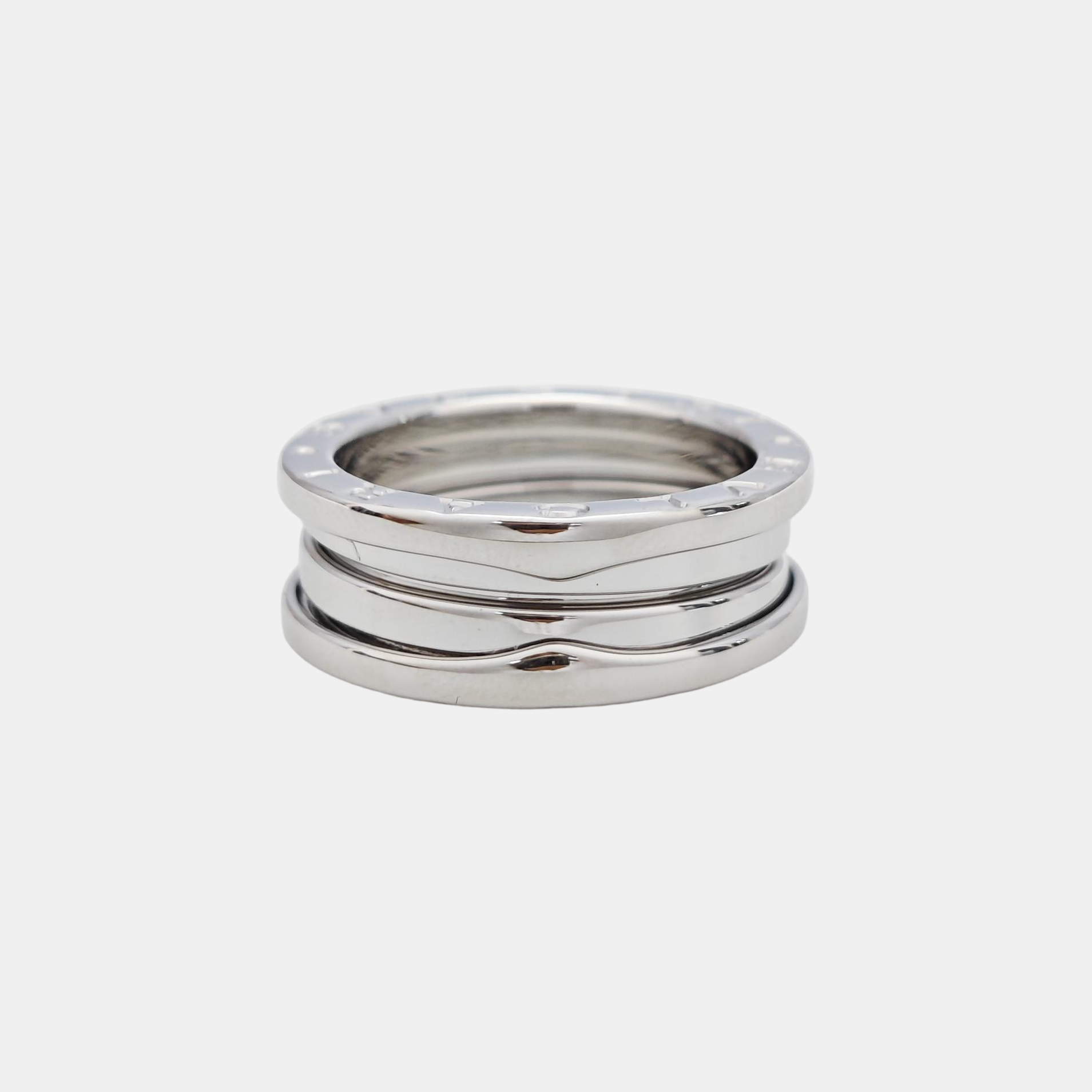 B.ZERO1 18k White Gold Silver Ring EU 54
