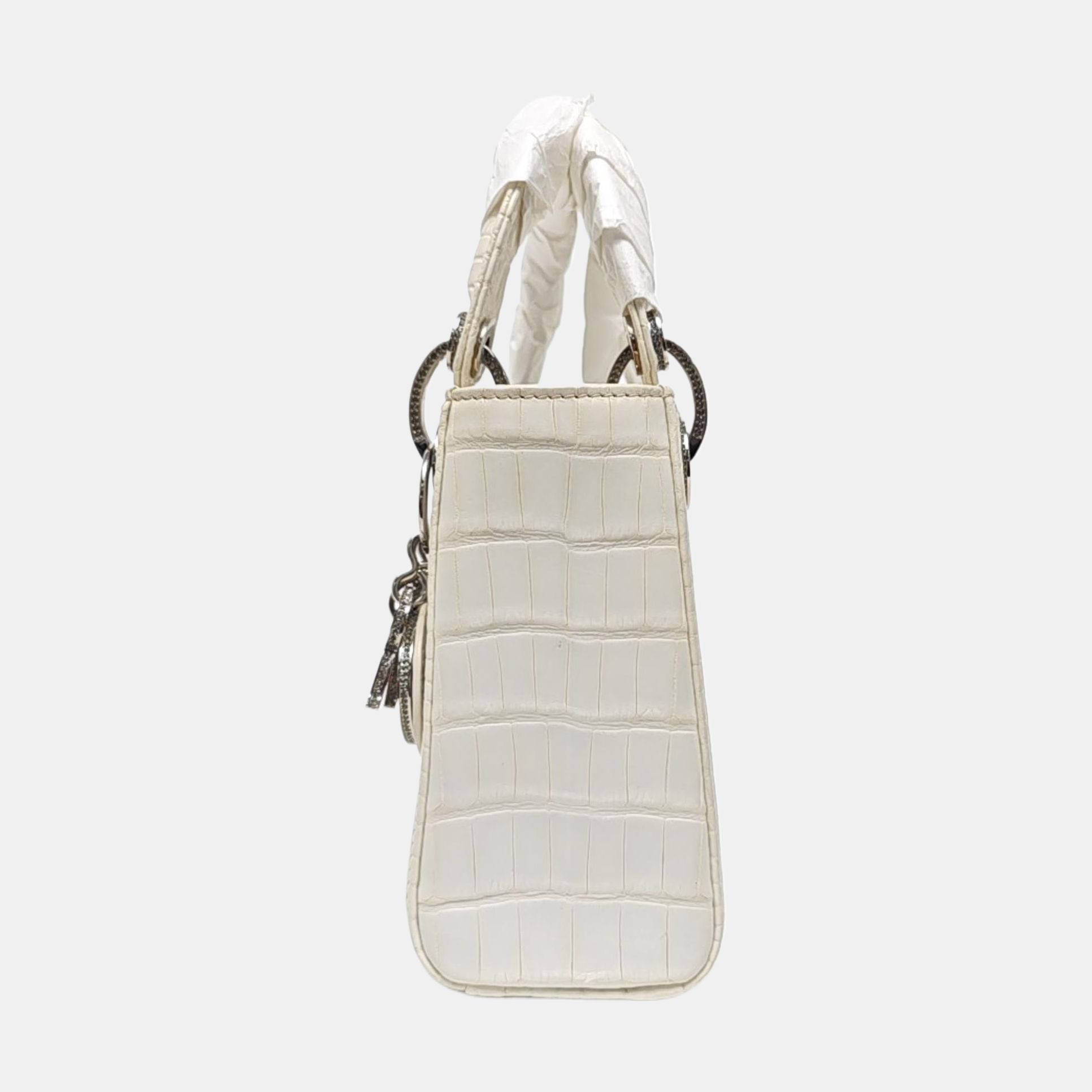 Lady Dior Mini Crocodile White