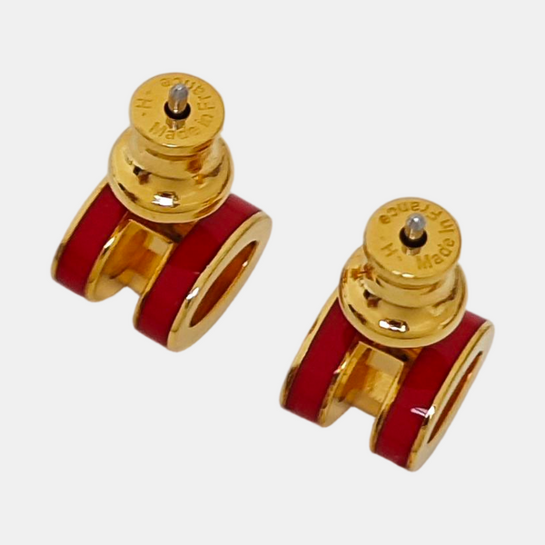 Pop H Metal Red Stud Earrings