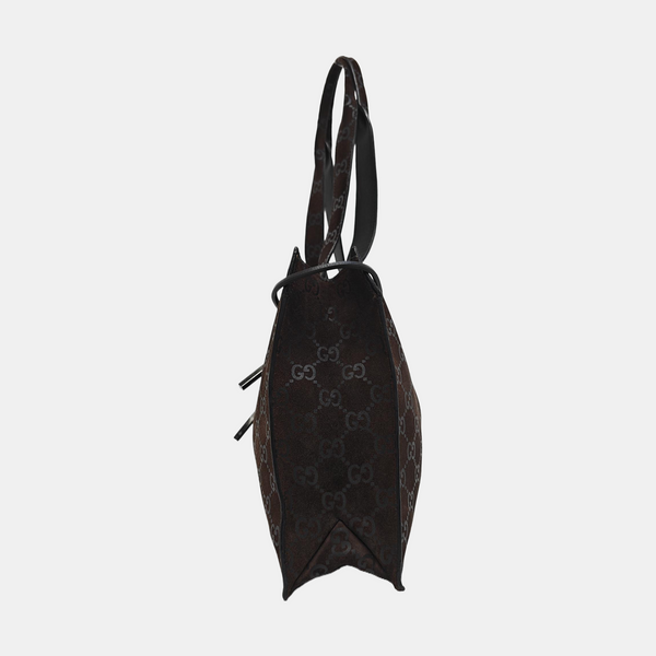 Suede Top Handle Bag Brown
