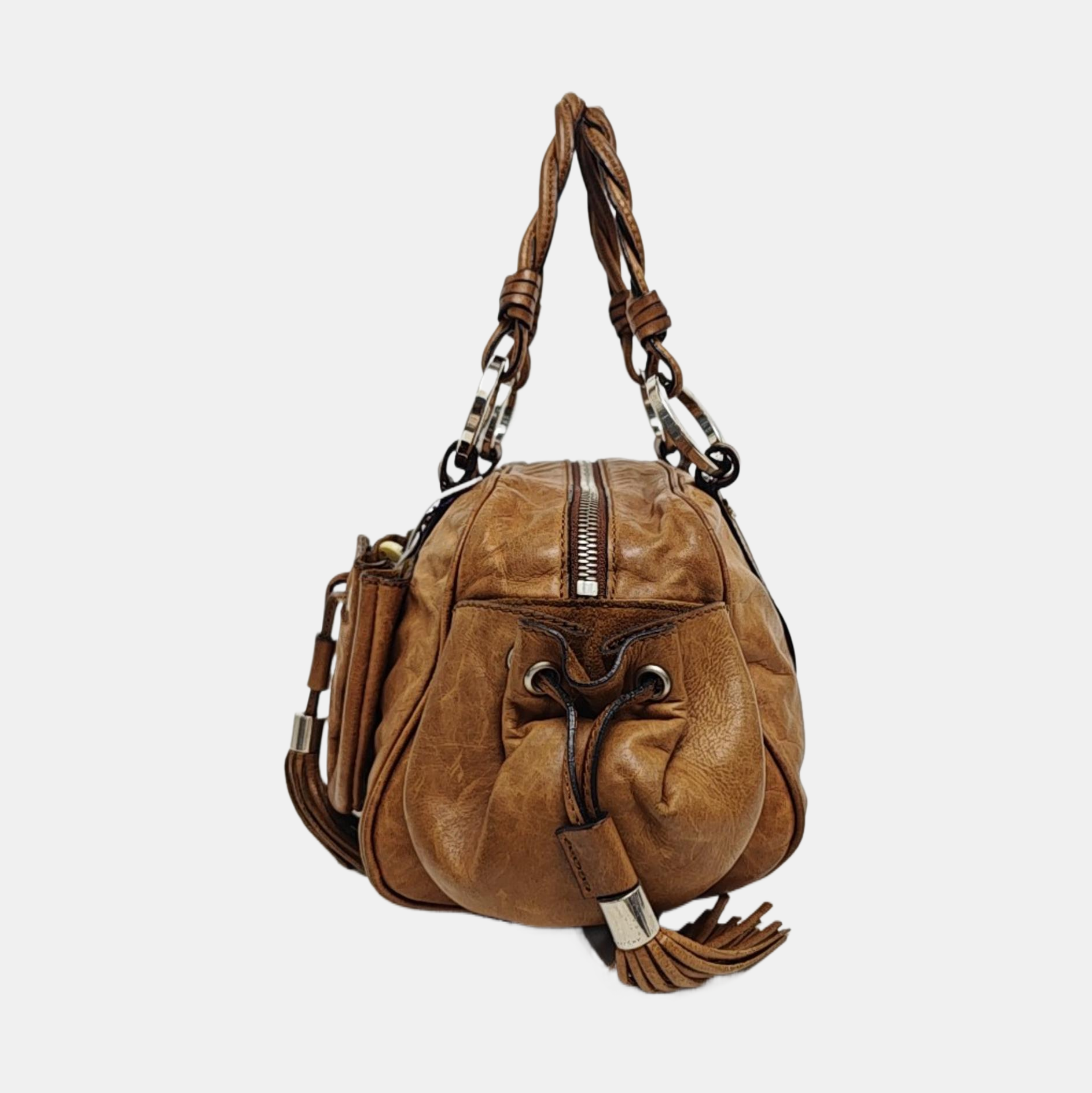 Calfskin Top Handle Bag Brown