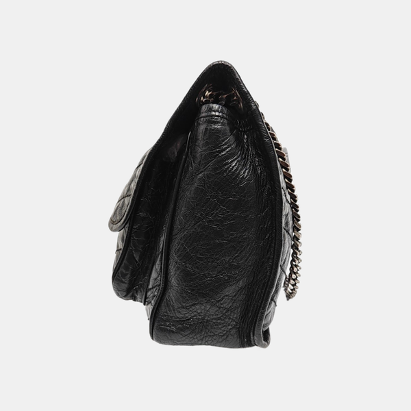NIKI Medium Chevron Calfskin Black