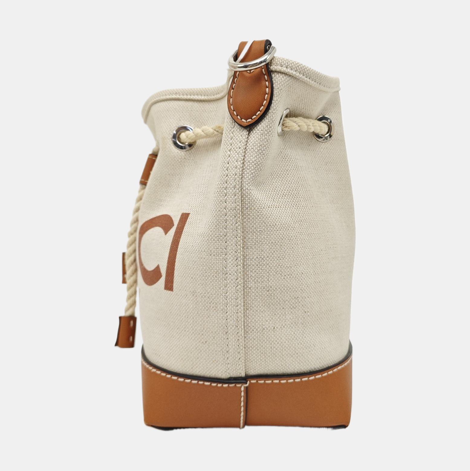 Canvas Bucket Bag Mini Beige