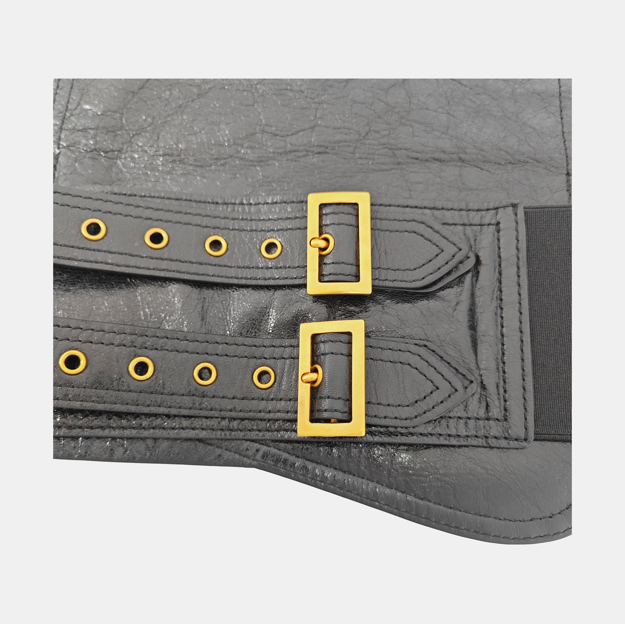 Leather Waist Cincher Black